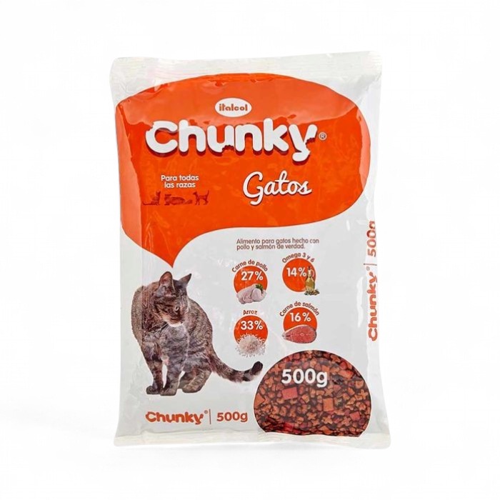 Alimento para Gatos Chunky Salmón 500g 20 Unidades